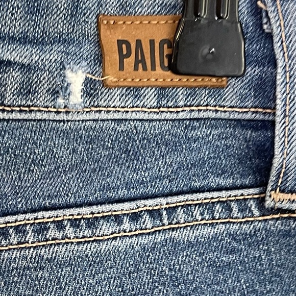Paige Jacqueline Straight Distressed Patchwork Cropped Jeans size 27 - Picture 9 of 14